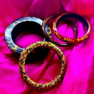 Four Unique Wooden Bangles